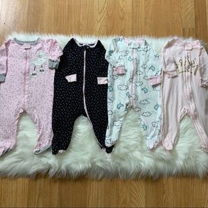 EUC Gerber. Bundle. Four pieces Organic cotton onesies 3-6 months baby girl .